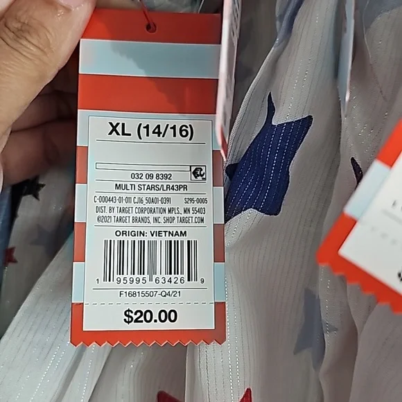 Cat & Jack white summer dress with red and blue multi star summer dress - Picture 13 of 14